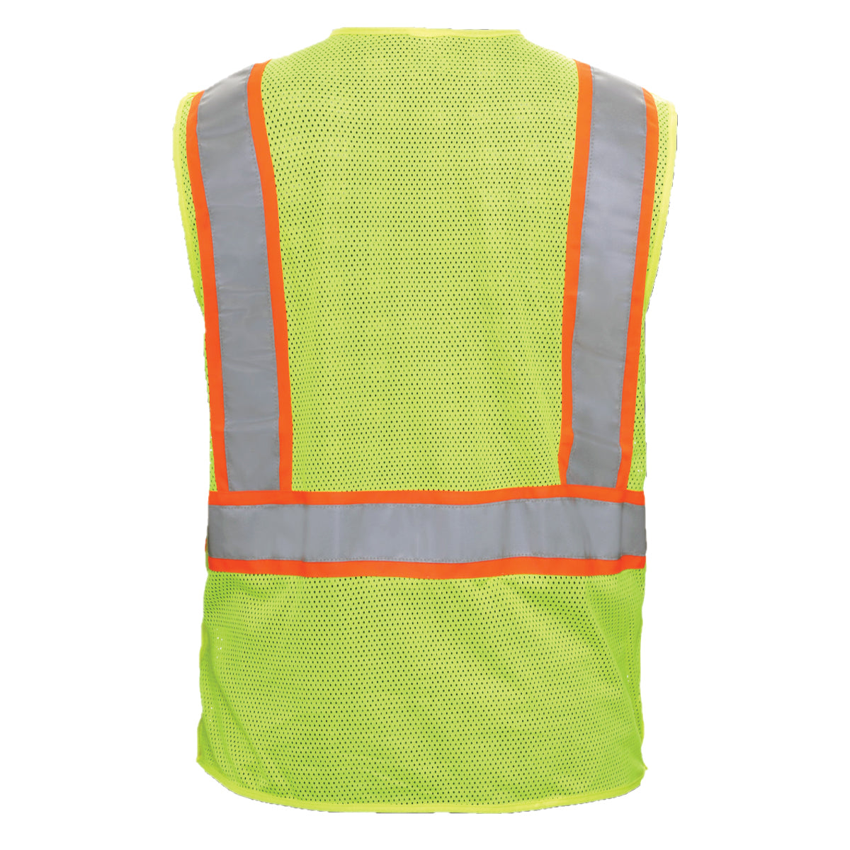 24-505ST ANSI Type R Class 2 Seven Pocket Mesh Breakaway Vest - Lime - Back