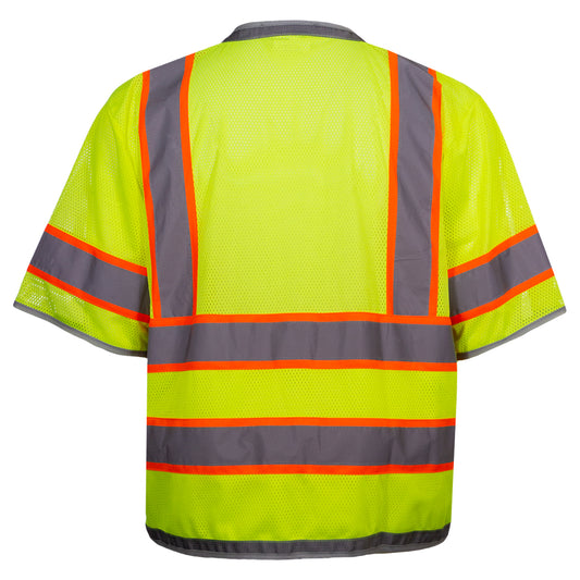 24-578ET ANSI Type R Class 3 Twelve Pocket Surveyors Vest - Lime - Back