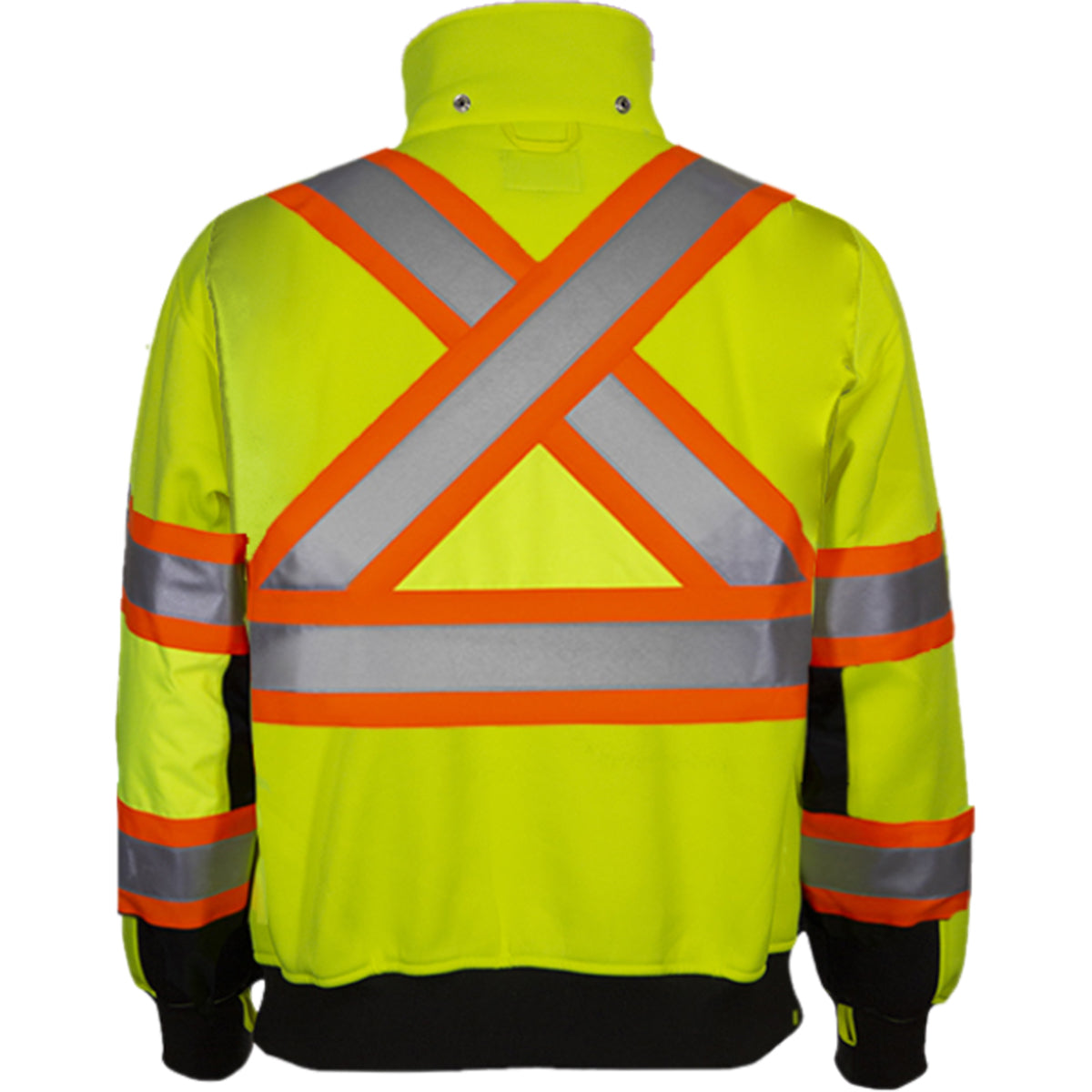 24-602CX Systems Gear ANSI Type R Class 3 Sweatshirt with Removable Hood - Lime/Black - Back
