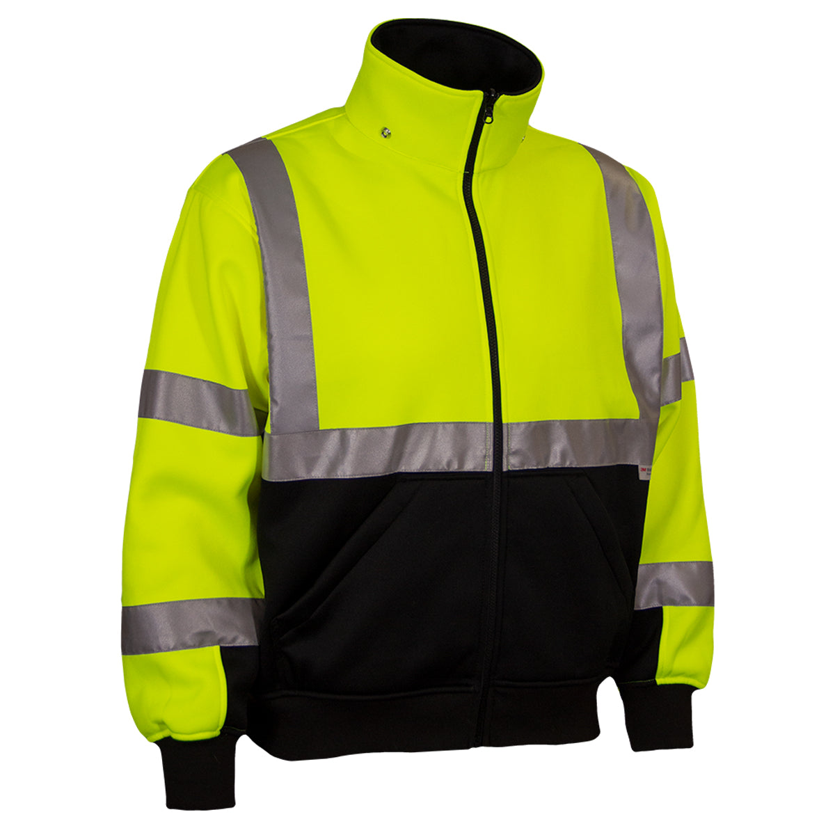 24-602ST ANSI Type R Class 3 Sweatshirt with Removable Hood - Lime/Black - 3/4 Right