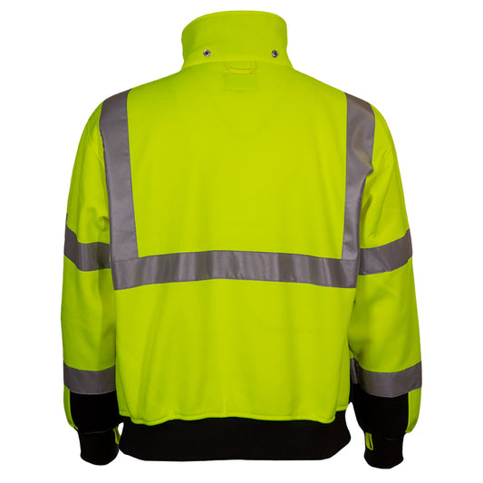 24-602ST ANSI Type R Class 3 Sweatshirt with Removable Hood - Lime/Black - Back