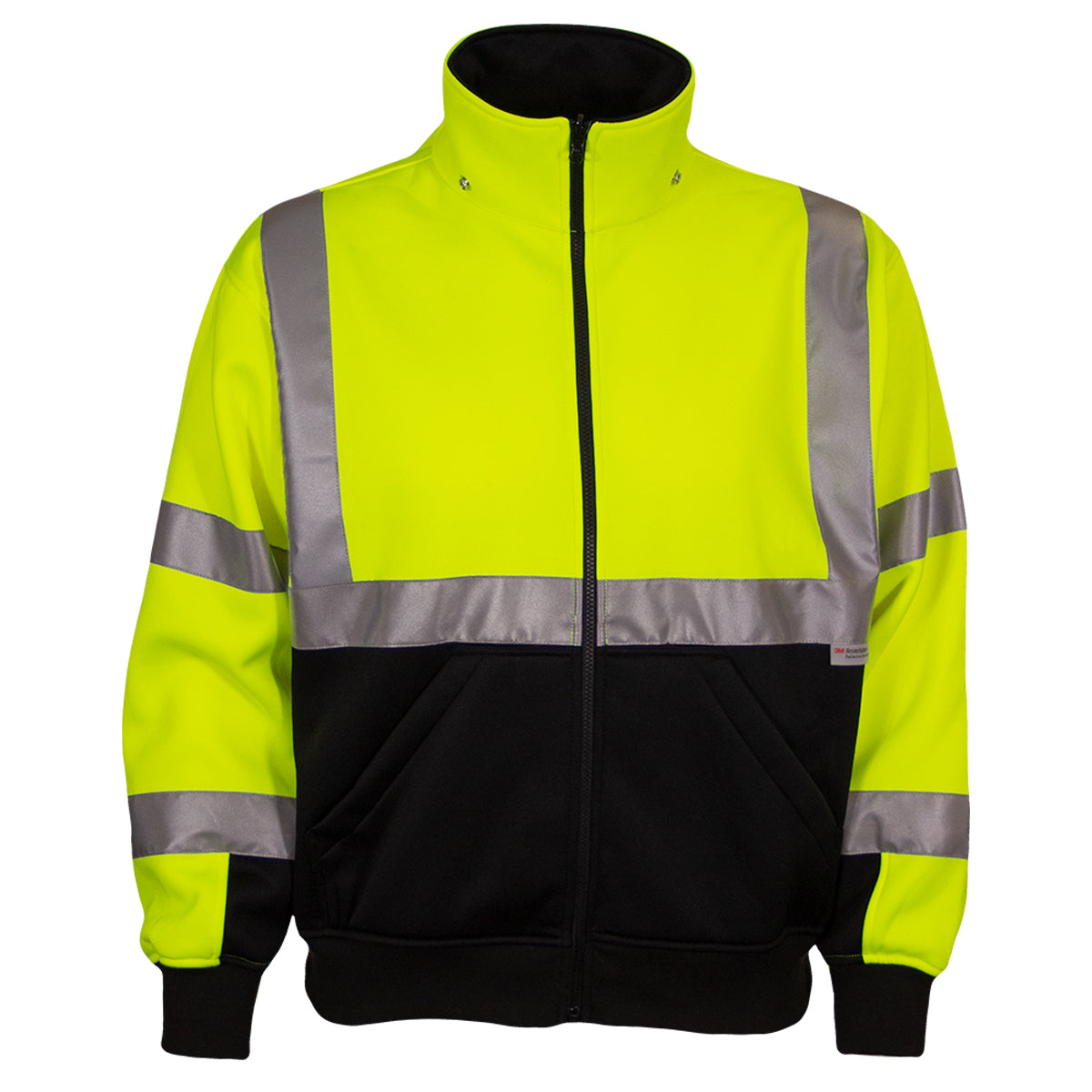 24-602ST ANSI Type R Class 3 Sweatshirt with Removable Hood - Lime/Black - Front