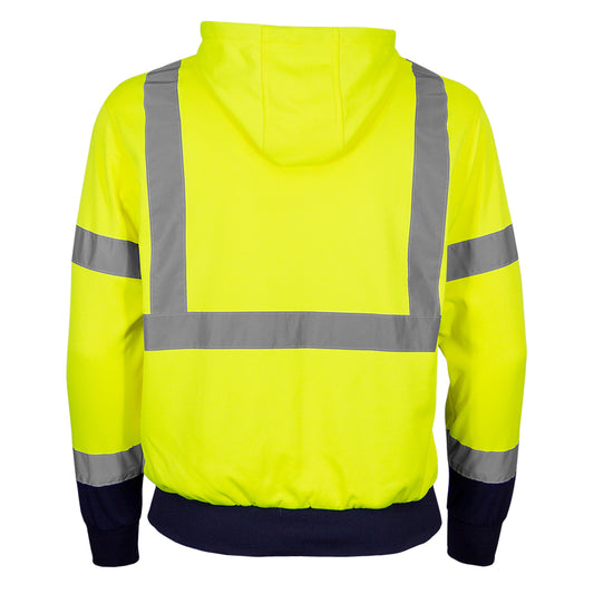 24-604GT ANSI Type R Class 3 Pullover Hooded Sweatshirt - Lime/Navy - Back
