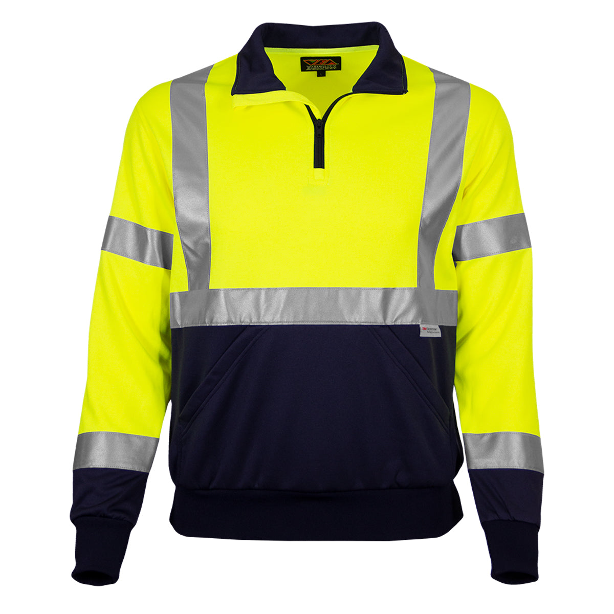 Reflective Apparel 605GT Quarter-Zip Sweatshirt, lime/navy, front