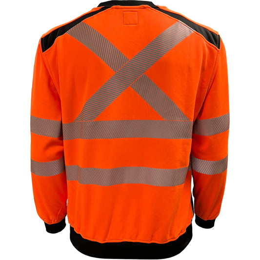 610CX Class 3 Stretch Crewneck with X-Back, Orange/Black, back