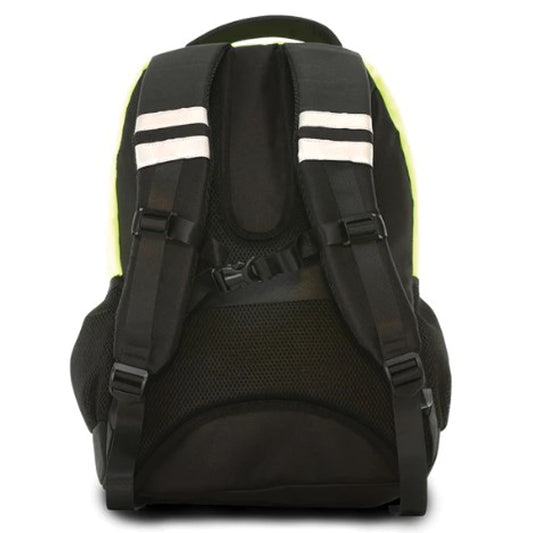 Reflective Apparel 931ST Hi-Vis Padded Backpack - Fits 17" Laptop, lime, back