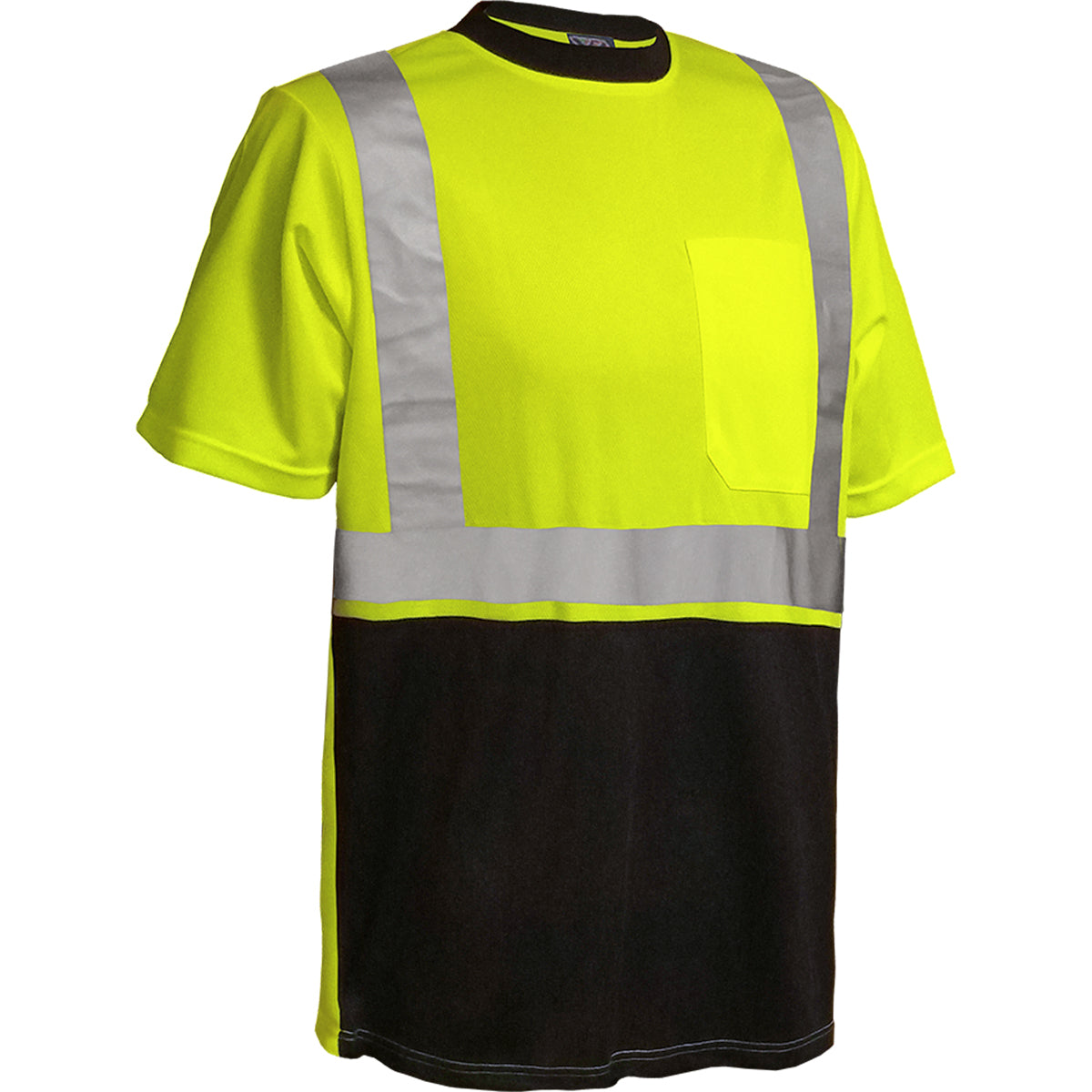 24-102ST-LB ANSI Type R Class 2 Short Sleeve T-Shirt - Lime/Black - 3/4 Front
