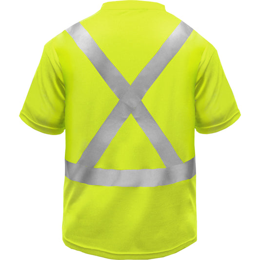 24-102SX ANSI Type R Class 2 Short Sleeve T-Shirt with X-Back - Lime - Back