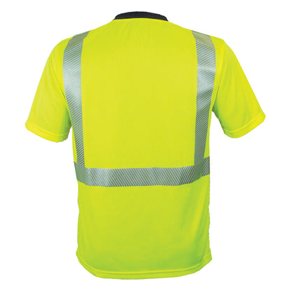 24-102CT-LB ANSI Type R Class 2 Short Sleeve T-Shirt with Segmented Tape - Lime/Black - Back