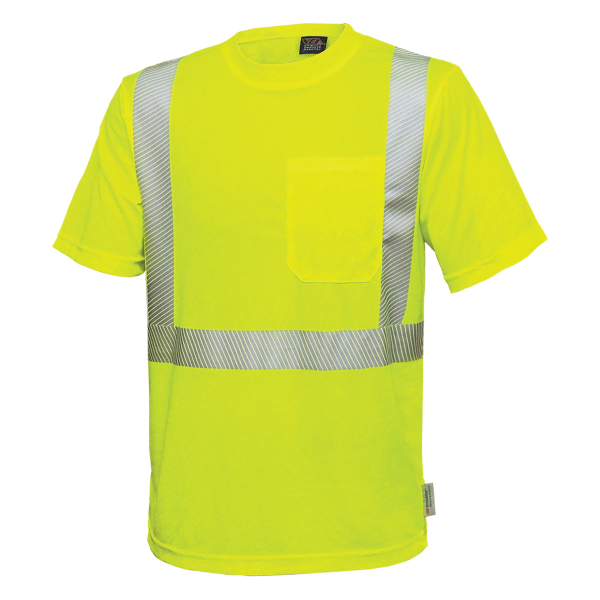24-102CT ANSI Type R Class 2 Short Sleeve T-Shirt with Segmented Tape - Lime - 3/4 Front