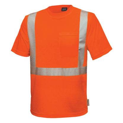 24-102CT ANSI Type R Class 2 Short Sleeve T-Shirt with Segmented Tape - Orange - 3/4 Left