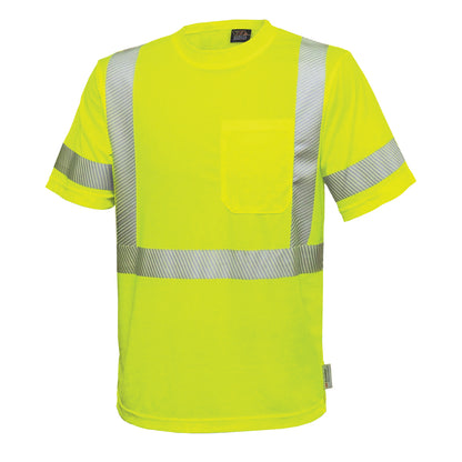 24-104CT ANSI Type R Class 3 Short Sleeve T-Shirt with Segmented Tape - Lime - 3/4 Left