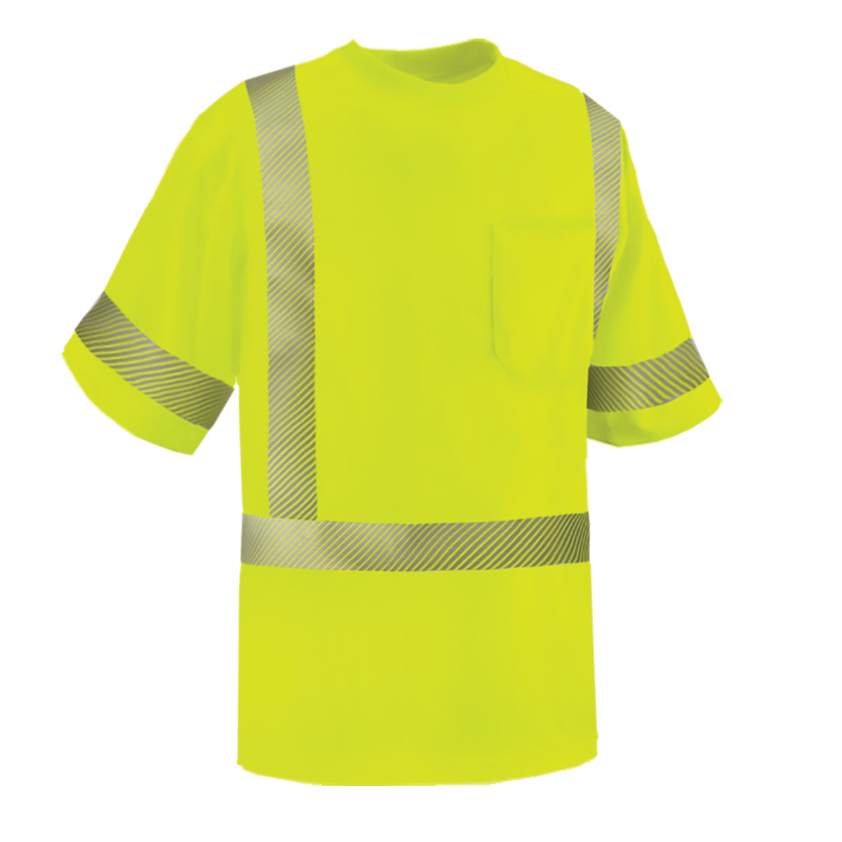 24-104CT ANSI Type R Class 3 Short Sleeve T-Shirt with Segmented Tape - Lime - 3/4 Right