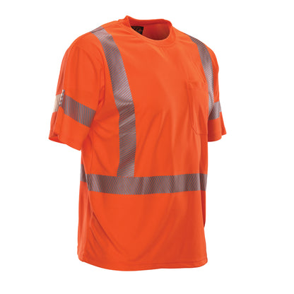 Reflective Apparel 104CT Short Sleeve T-Shirt with Segmented Tape, orange, 3/4 right