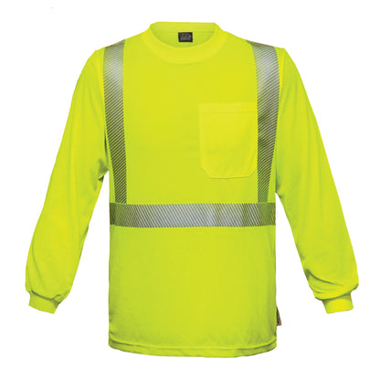 24-202CT ANSI Type R Class 2 Long Sleeve T-Shirt - Lime - Front
