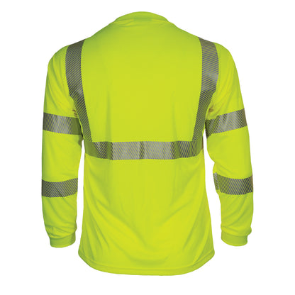 Reflective Apparel 204CT Long Sleeve T-Shirt with Segmented Tape, lime, back