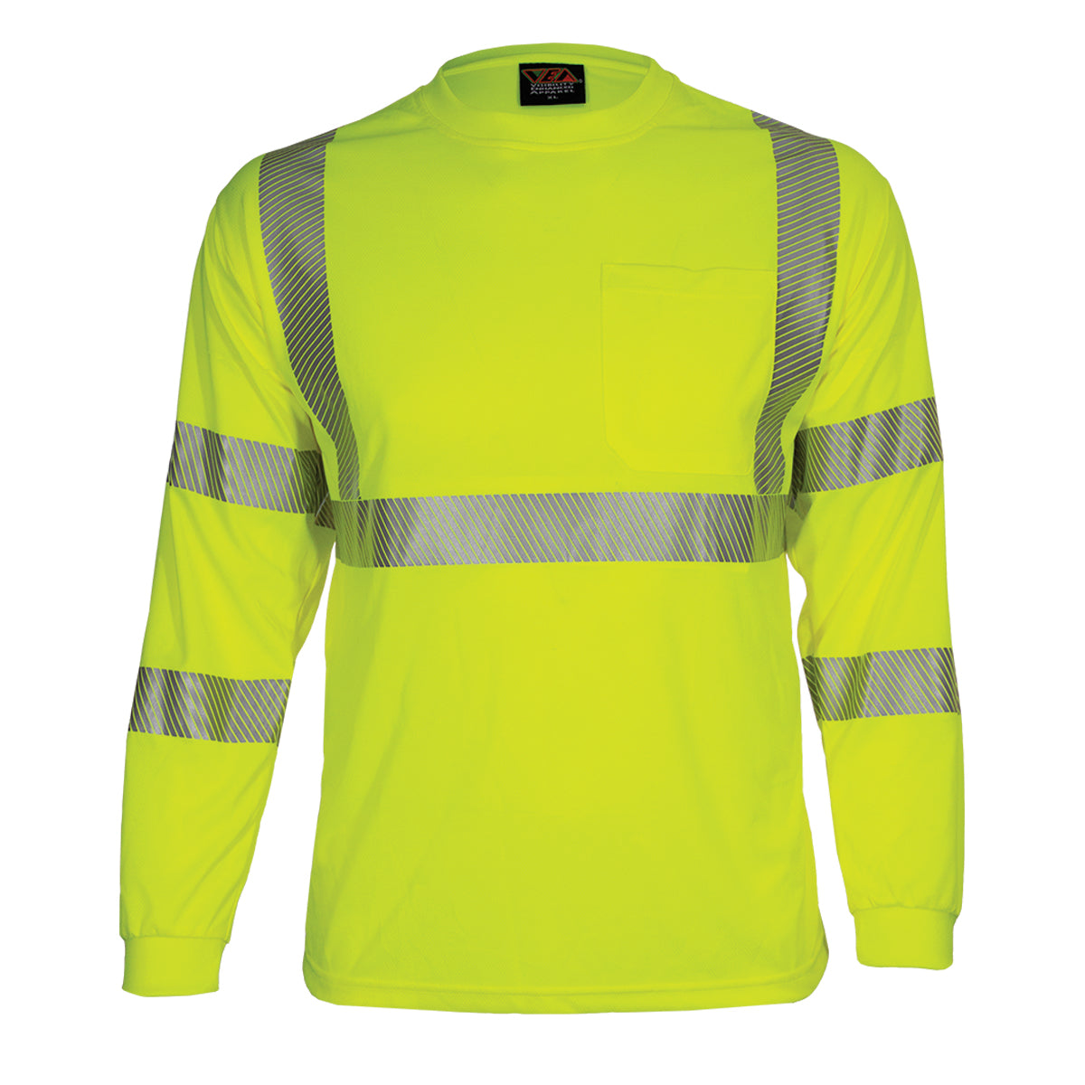 Reflective Apparel 204CT Long Sleeve T-Shirt with Segmented Tape, lime, front