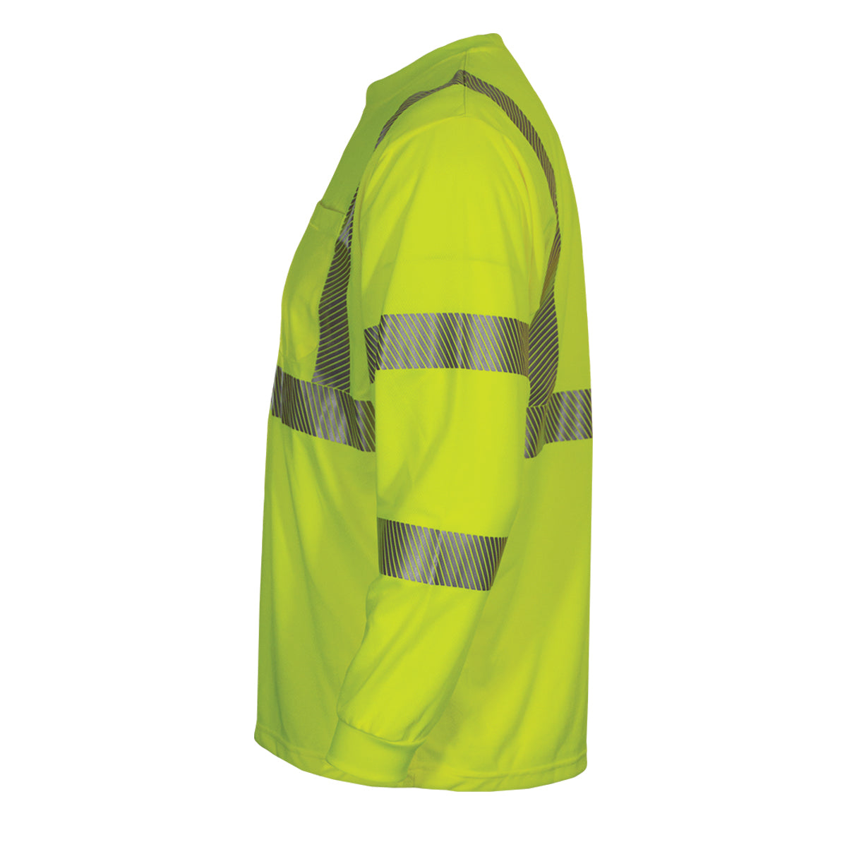 Reflective Apparel 204CT Long Sleeve T-Shirt with Segmented Tape, lime, left side