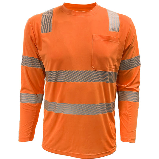 24-204CMPS EcoChill ANSI Type R Class 3 Long Sleeve T-Shirt - Orange - Front
