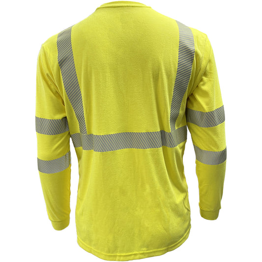 24-205FRGS ANSI Type R Class 3 Dual-Certified AR/FR Long Sleeve T-Shirt - Lime - Back