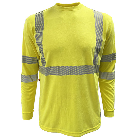24-205FRGS ANSI Type R Class 3 Dual-Certified AR/FR Long Sleeve T-Shirt - Lime - Front
