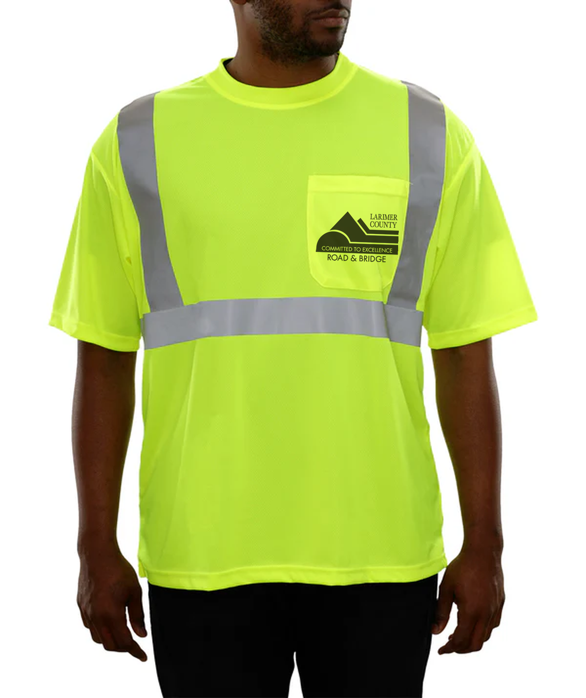 24-102ST Hi-Vis Safety T-shirt w/ Larimer Co logo