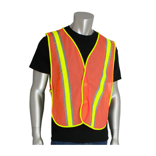 PIP 300-0900 Two-Tone Mesh Safety Vest, orange, front