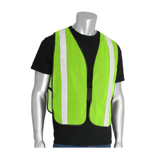 PIP 300-EVOR-P Prismatic Tape Mesh Safety Vest, lime, front