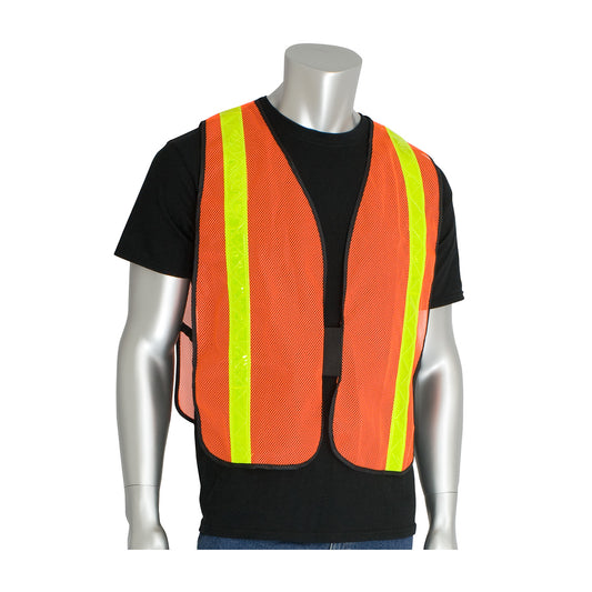 PIP 300-EVOR-P Prismatic Tape Mesh Safety Vest, orange, front