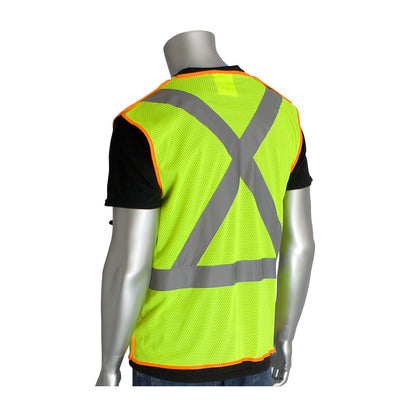 PIP 302-0210 and CAN/CSA Z96 X-Back Breakaway Mesh Vest, lime, back