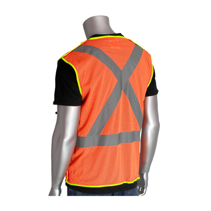 PIP 302-0210 and CAN/CSA Z96 X-Back Breakaway Mesh Vest, orange, back