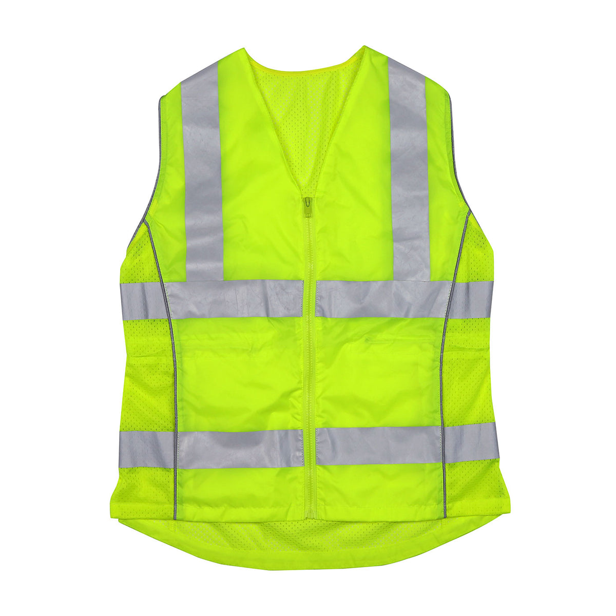 PIP 302-0312 Women's Contoured Vest with Solid Front/Mesh Back and Adjustable Waist, lime, front