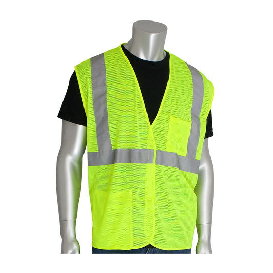 PIP 302-0702 Two Pocket Value Mesh Vest, lime, front