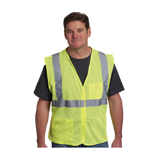 PIP 302-0702 Two Pocket Value Mesh Vest, lime, front