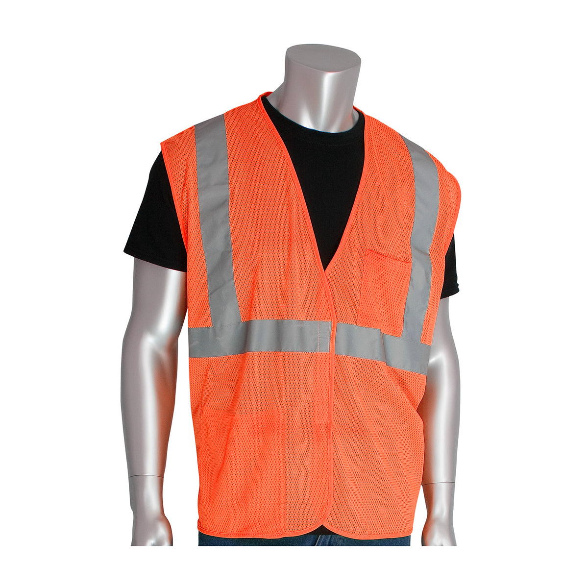 PIP 302-0702 Two Pocket Value Mesh Vest, orange, front