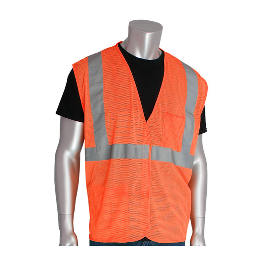 PIP 302-0702 Two Pocket Value Mesh Vest, orange, front
