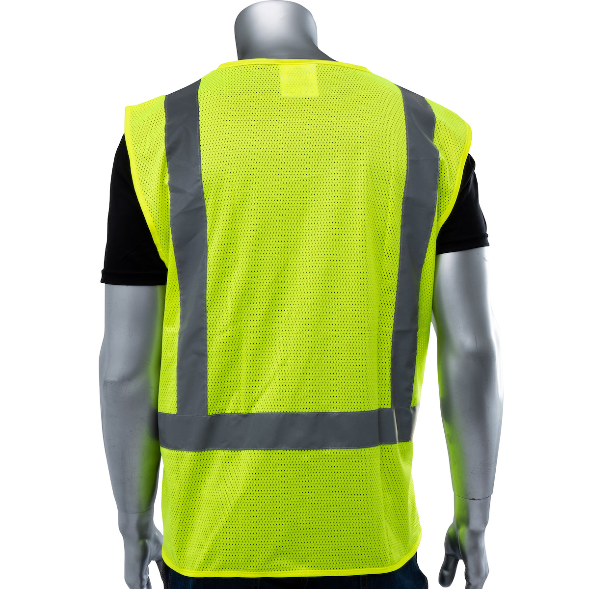 PIP 302-0710B Class 2 5-Pocket Value Mesh Vest, Lime, back