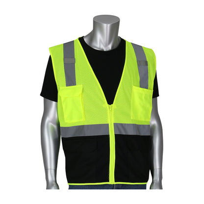 PIP 302-0710B Class 2 5-Pocket Value Mesh Vest, Lime, front