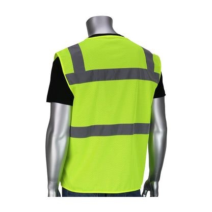 PIP 302-0750 Five Pocket Surveyors Vest, lime, back