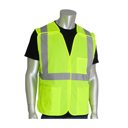 PIP 302-5PV Class 2 3-Pocket Solid Breakaway Vest, Lime, front