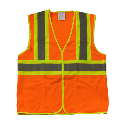 PIP 302-MVAT Class 2 Two-Tone 3-Pocket Mesh Vest, Orange, front 3