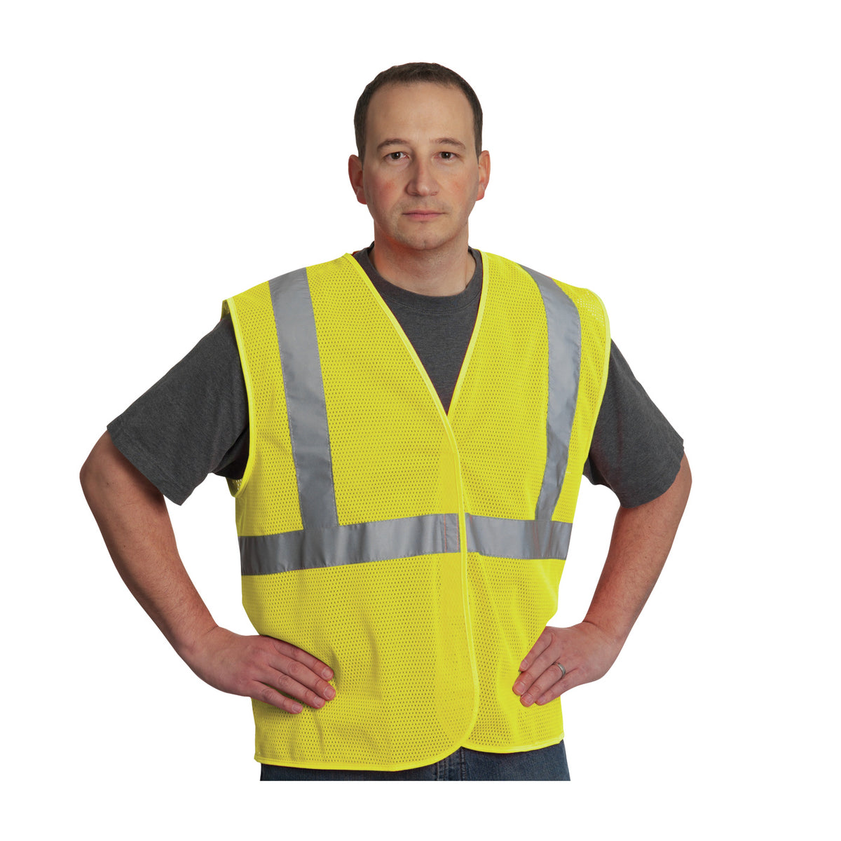 PIP 302-MVG Class 2 Value Mesh Vest, Lime, front 2