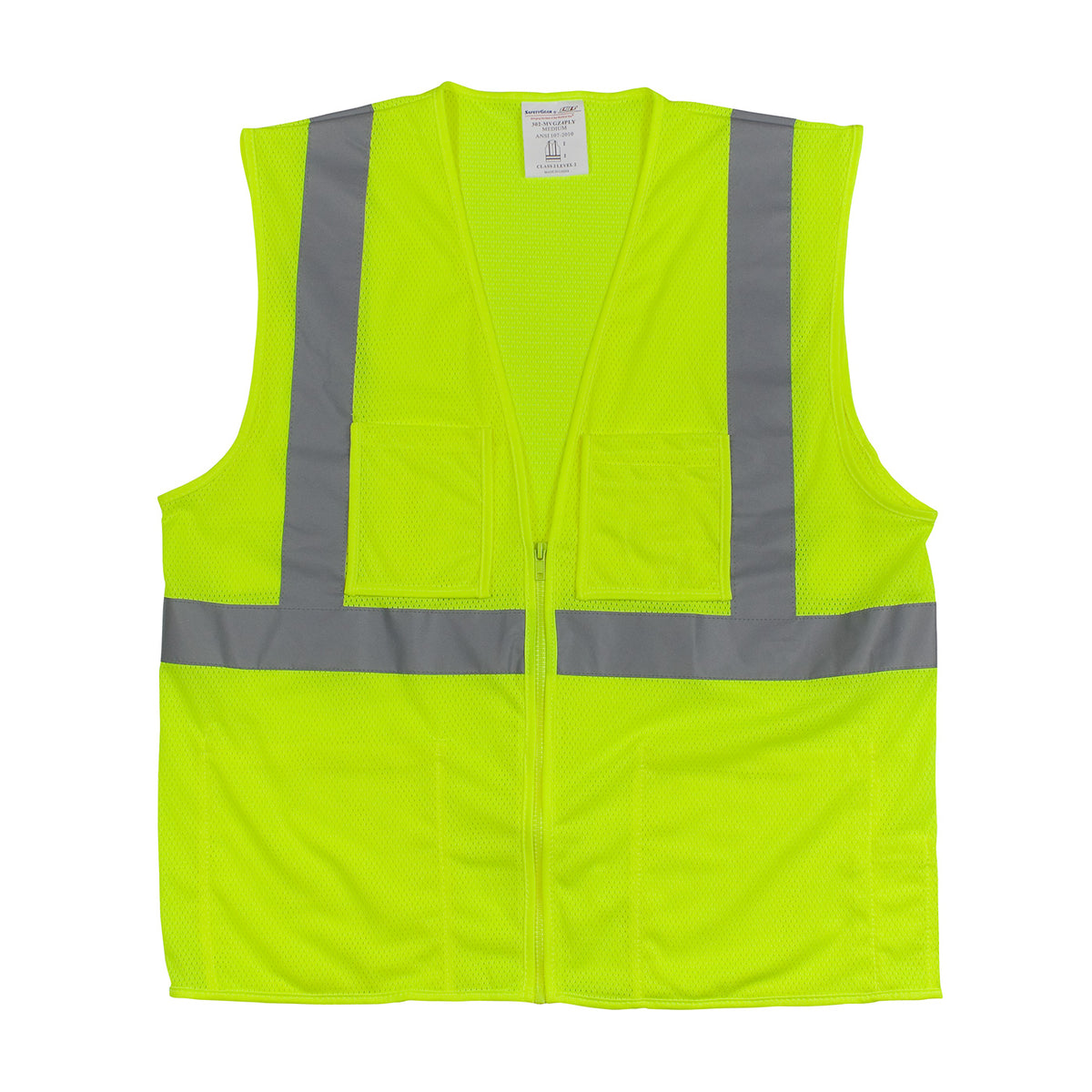 PIP 302-MVGZ4P Class 2 4-Pocket Value Mesh Vest, Lime, front 2