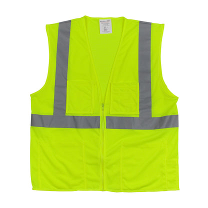 PIP 302-MVGZ4P Class 2 4-Pocket Value Mesh Vest, Lime, front 2