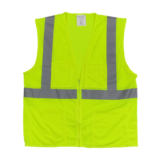 PIP 302-MVGZ4P Class 2 4-Pocket Value Mesh Vest, Lime, front 2