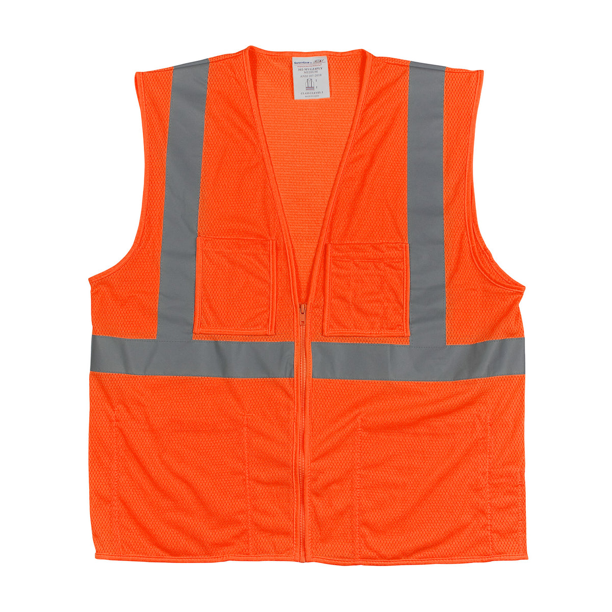 PIP 302-MVGZ4P Class 2 4-Pocket Value Mesh Vest, Orange, front 2