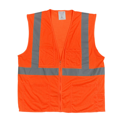 PIP 302-MVGZ4P Class 2 4-Pocket Value Mesh Vest, Orange, front 2