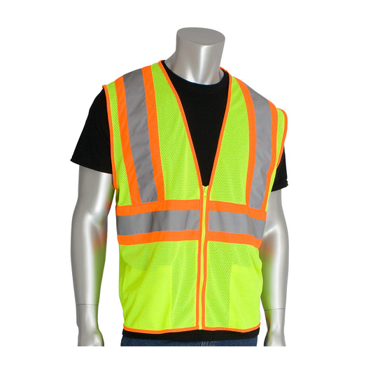PIP 302-MV Class 2 Value Two-Tone Mesh Vest, Lime, front
