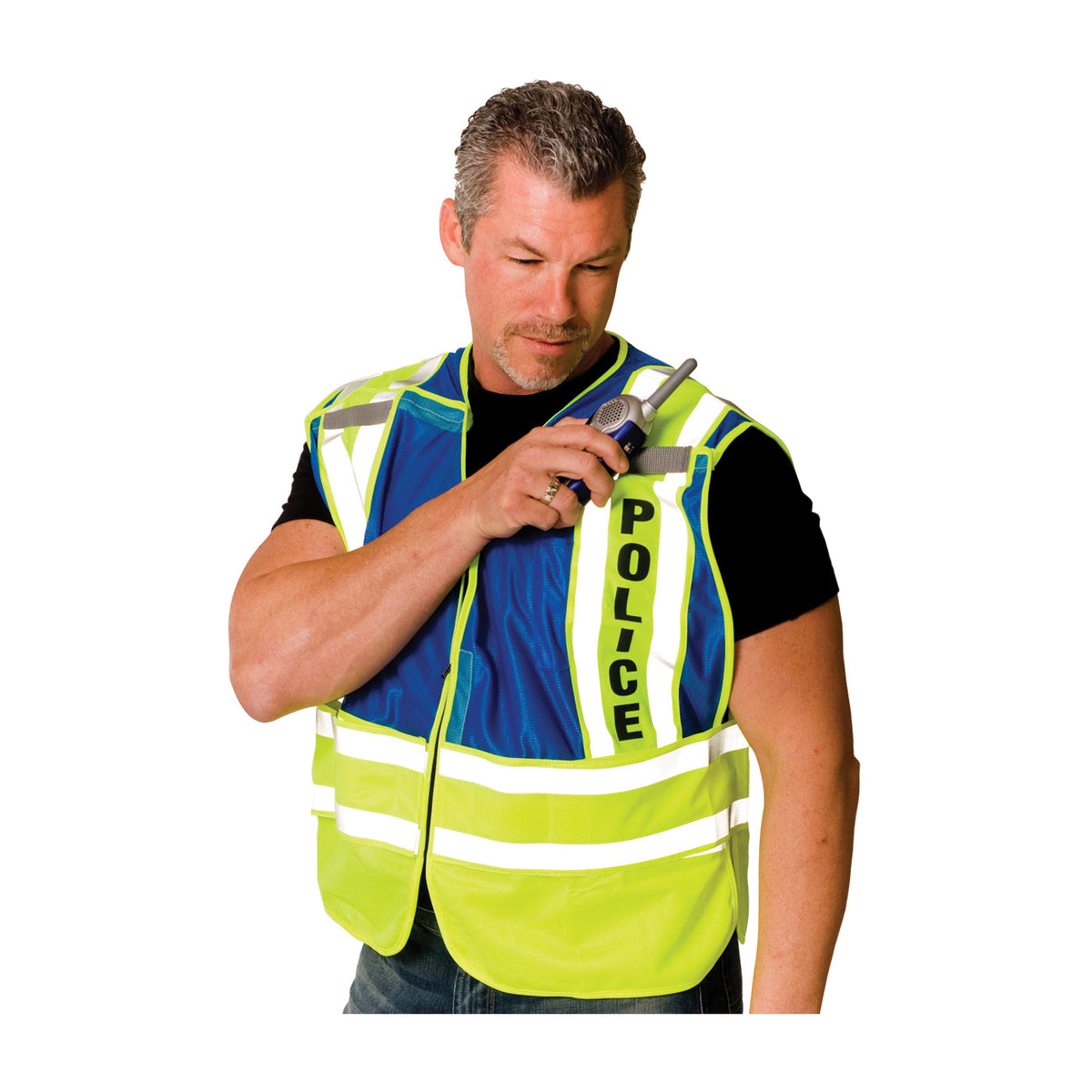 PIP 302-PSV-BLU Class 2 Police Public Safety Vest, Blue, front