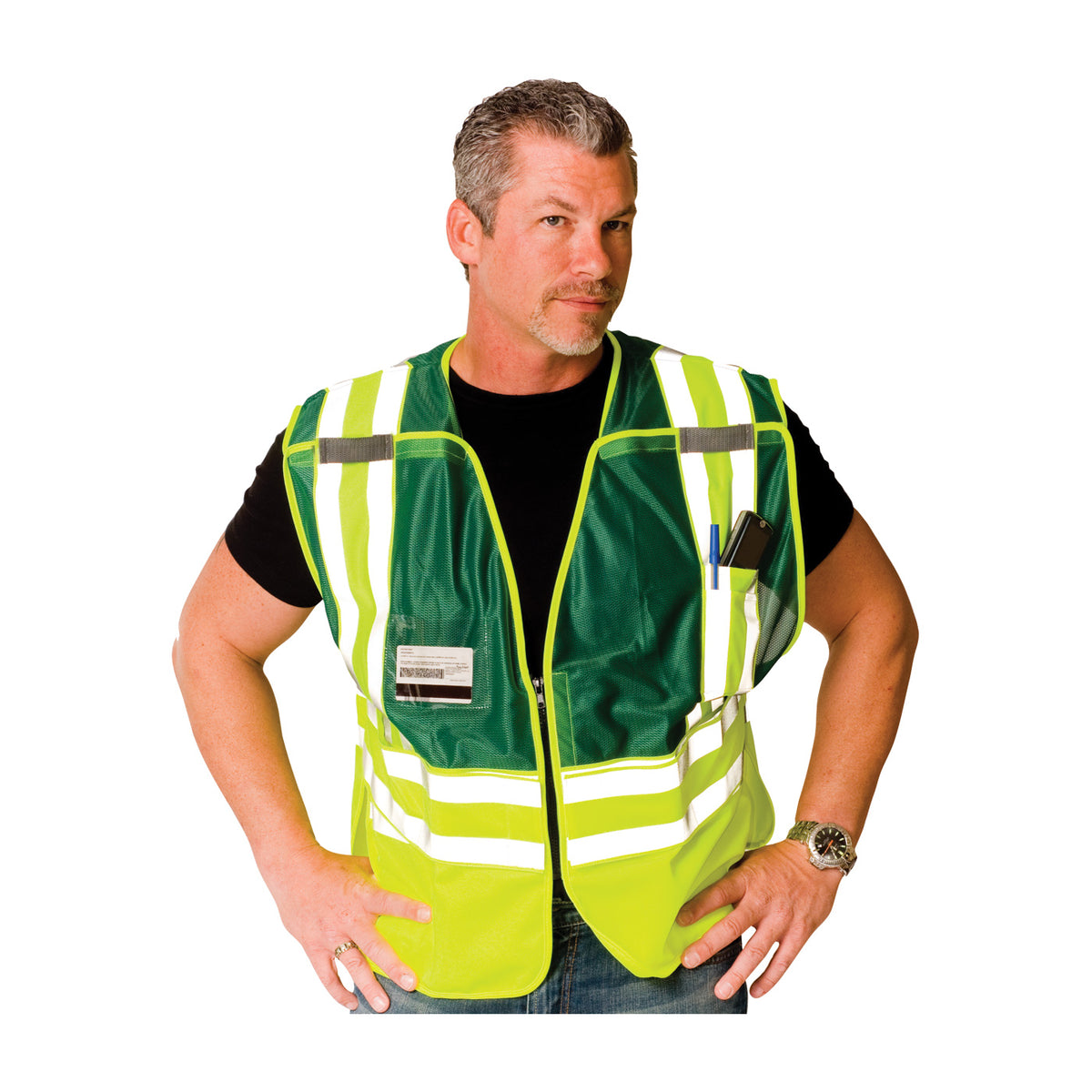 PIP 302-PSV-GRN Class 2 Incident Command Safety Vest, Green, front 2